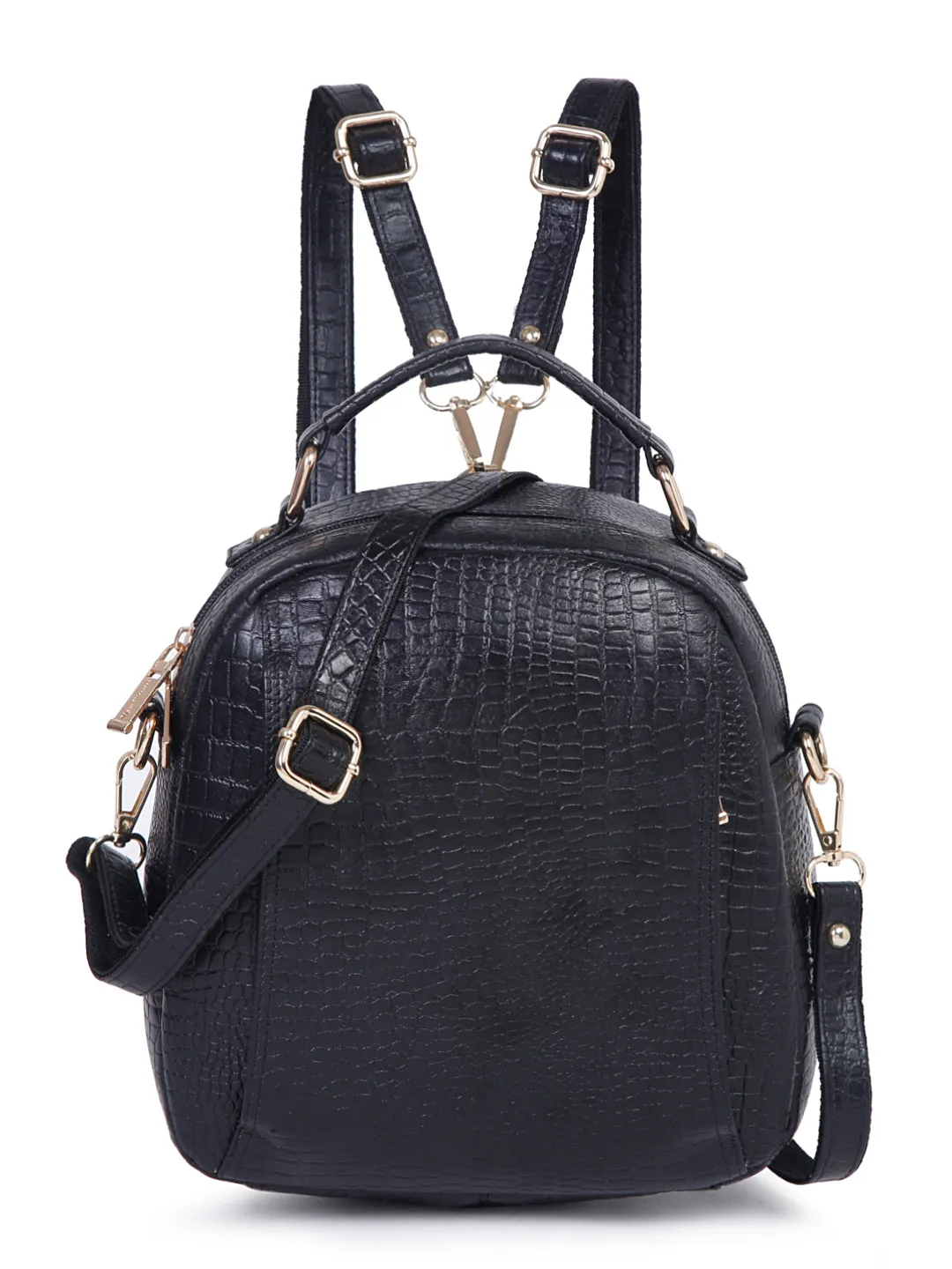 Teakwood Leathers Solid Textured Backpack cum Side Bag (2 in 1)