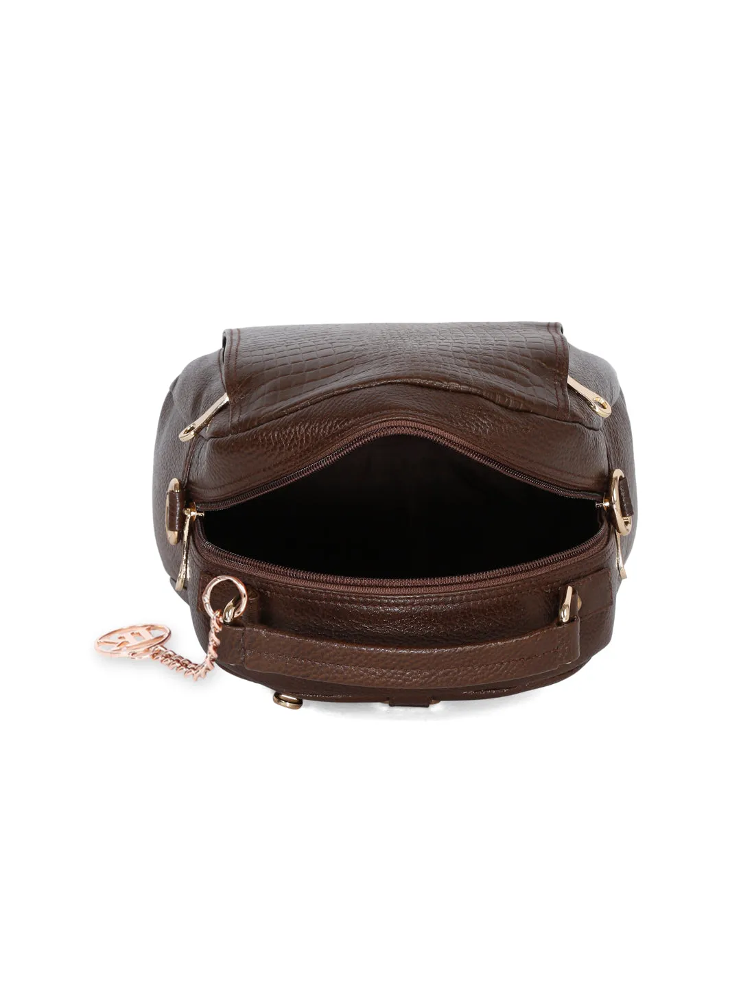 Teakwood Leathers Solid Textured Backpack cum Side Bag (2 in 1)