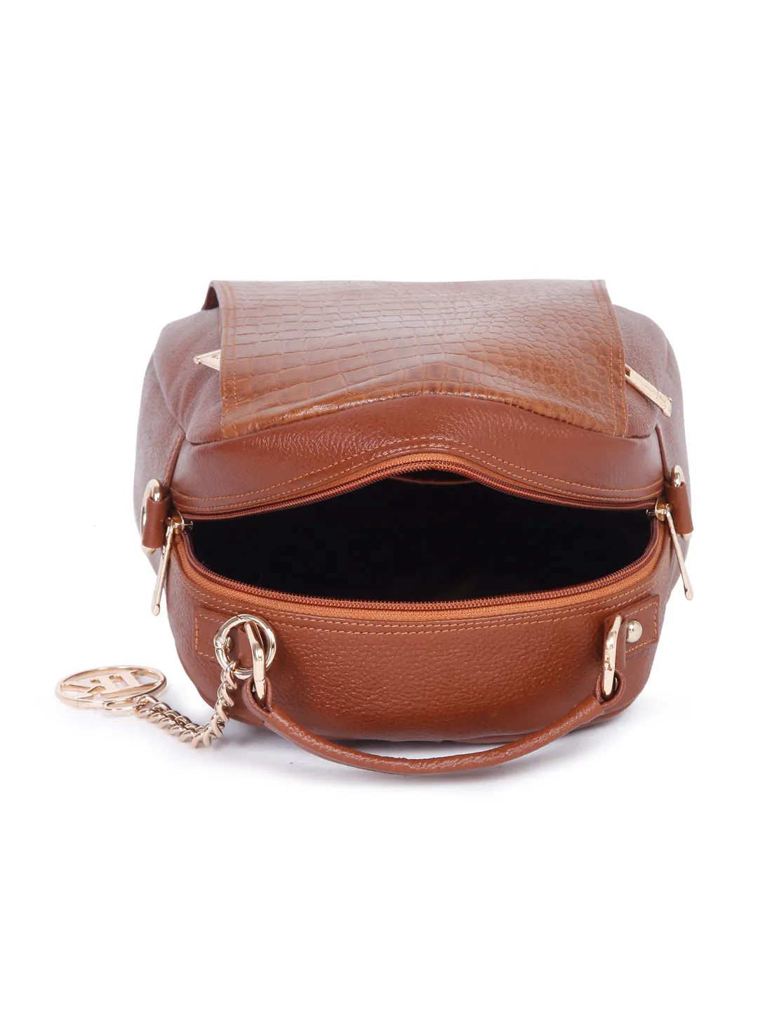 Teakwood Leathers Solid Textured Backpack cum Side Bag (2 in 1)