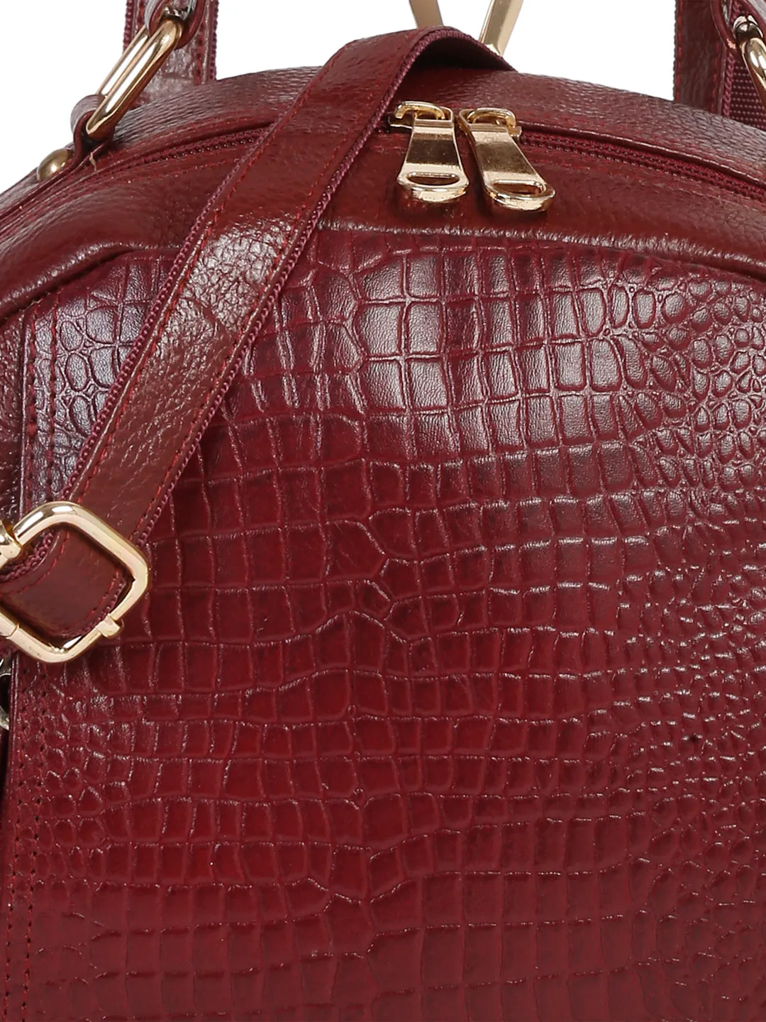 Teakwood Leathers Solid Textured Backpack cum Side Bag (2 in 1)