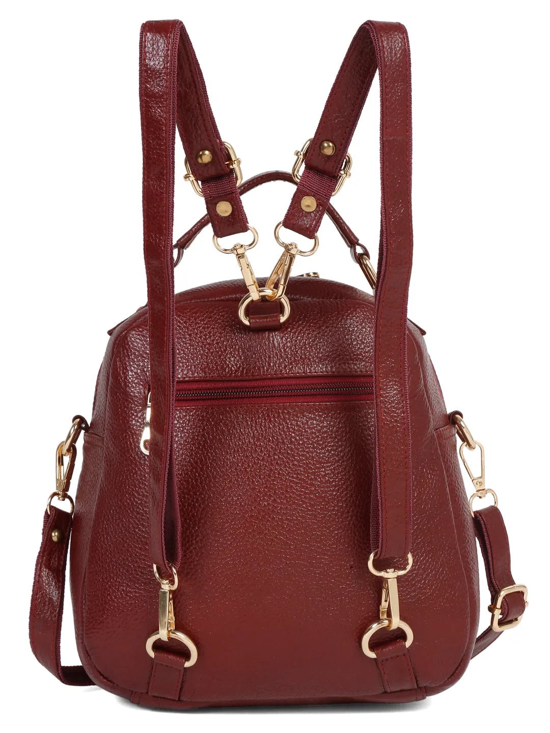Teakwood Leathers Solid Textured Backpack cum Side Bag (2 in 1)