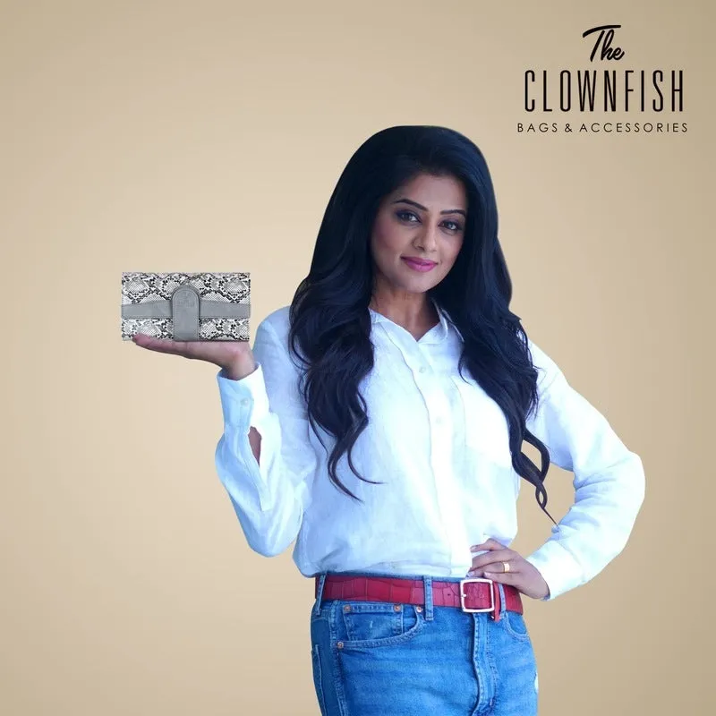 THE CLOWNFISH Coral Womens Wallet Clutch Ladies Purse with Card holders (Black)