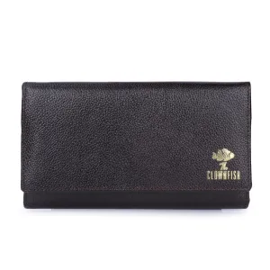 THE CLOWNFISH Elsa Collection Genuine Leather Tri-Fold Womens Wallet Clutch Ladies Purse with Multiple Card Slots & ID Card Windows (Tan)