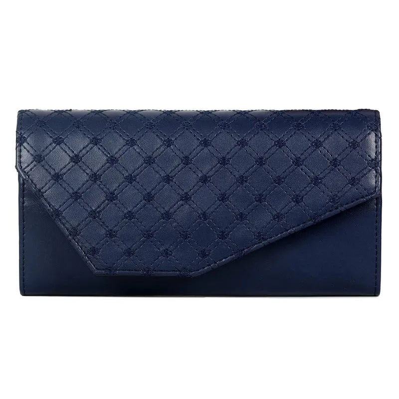 THE CLOWNFISH Helena Collection Womens Wallet Clutch Ladies Purse with Embroidery On Flap (Brown)