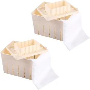 Tofu Press, Plastic DIY Self-Made Tofu Machine Die Set, Tofu Making Tools, Rectangular Home Self-Made Tofu Tool Box, Kitchen Tools Tofu Mold (2pcs)