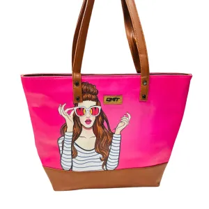 TOTE BAG DARK PINK GIRL PIRNT