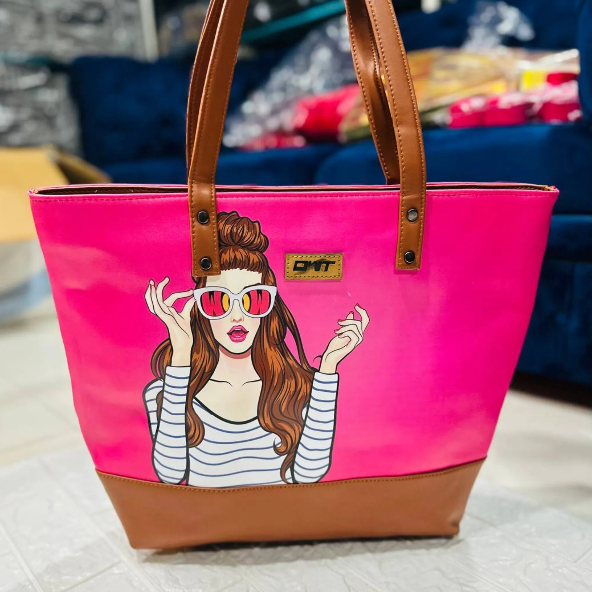 TOTE BAG DARK PINK GIRL PIRNT