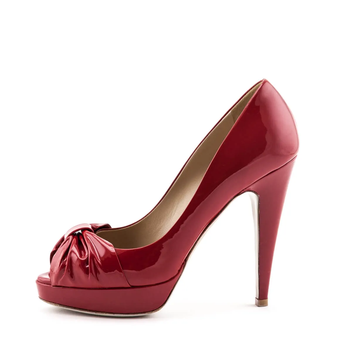 Valentino Red Patent Leather Platform Bow Pumps Size 6 | EU 36