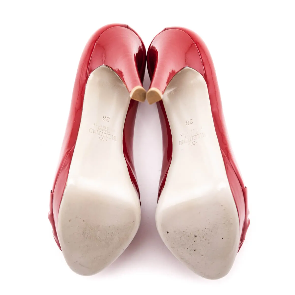 Valentino Red Patent Leather Platform Bow Pumps Size 6 | EU 36