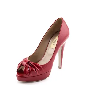 Valentino Red Patent Leather Platform Bow Pumps Size 6 | EU 36
