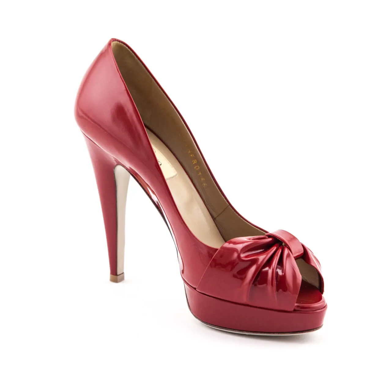 Valentino Red Patent Leather Platform Bow Pumps Size 6 | EU 36