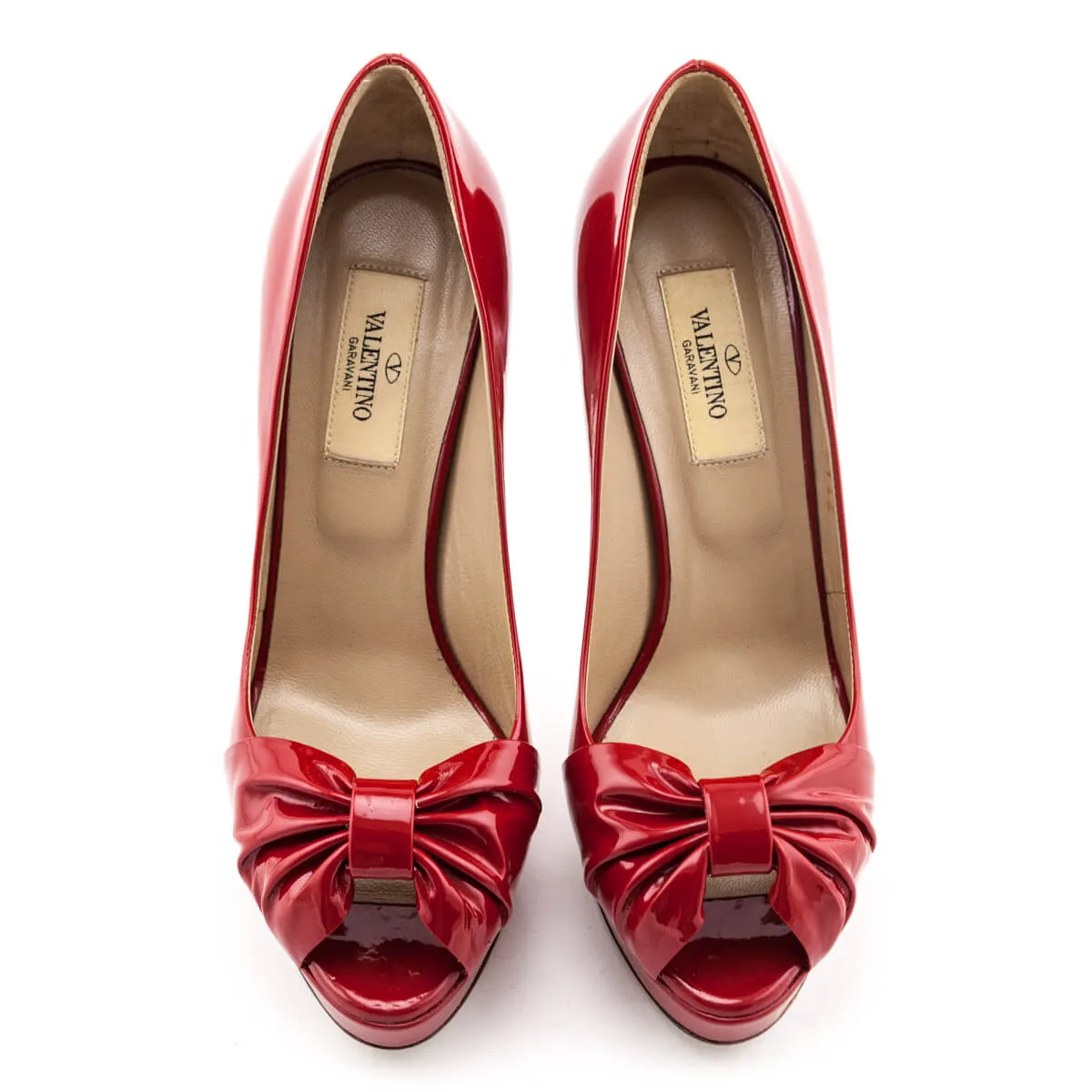 Valentino Red Patent Leather Platform Bow Pumps Size 6 | EU 36