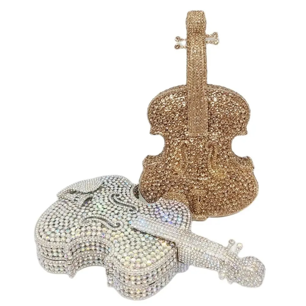 Violin Shape Jeweled Evening Bag