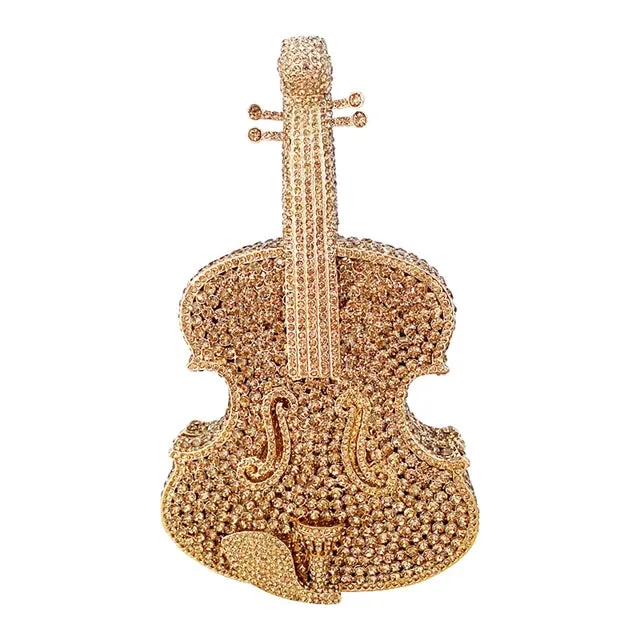 Violin Shape Jeweled Evening Bag