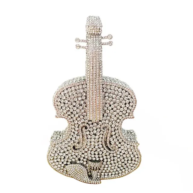 Violin Shape Jeweled Evening Bag