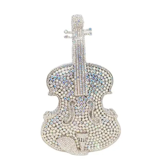 Violin Shape Jeweled Evening Bag