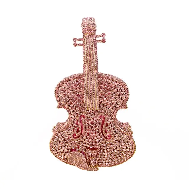 Violin Shape Jeweled Evening Bag