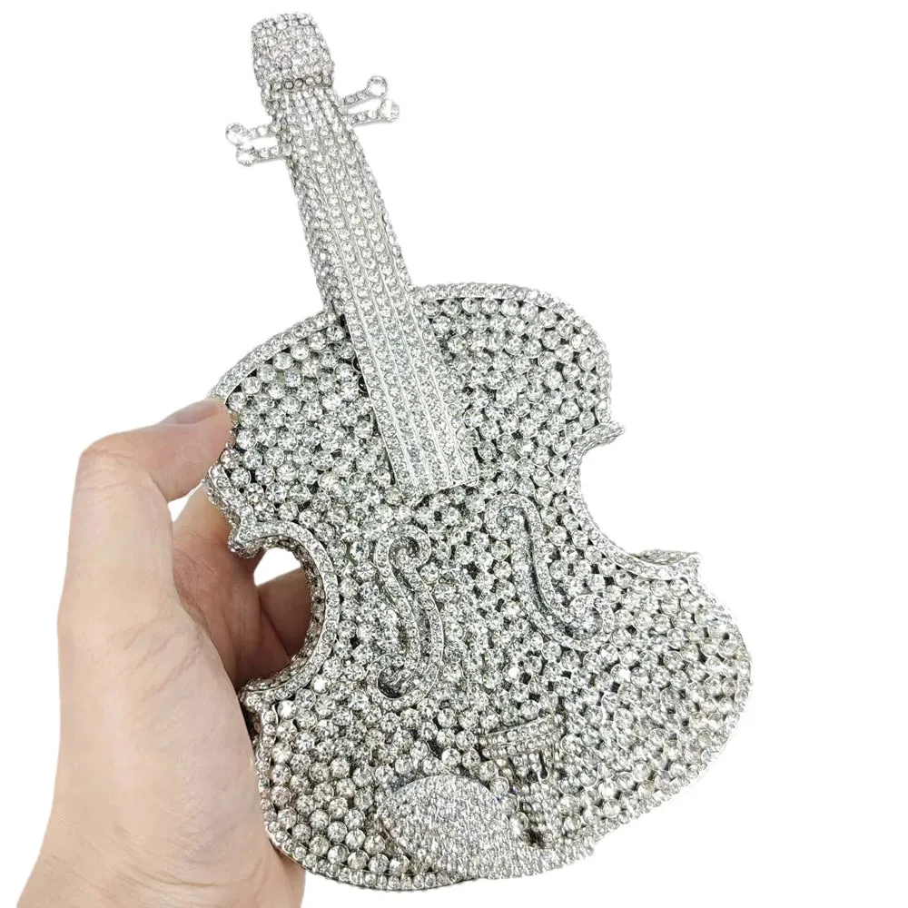 Violin Shape Jeweled Evening Bag