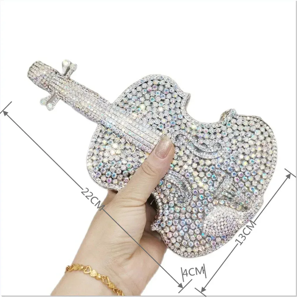Violin Shape Jeweled Evening Bag