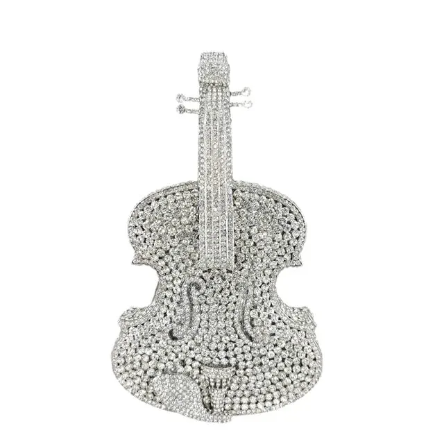Violin Shape Jeweled Evening Bag