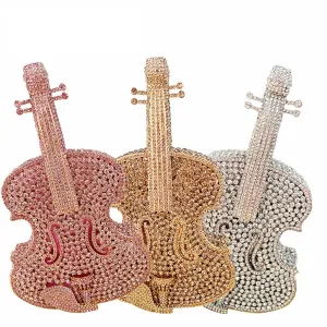 Violin Shape Jeweled Evening Bag