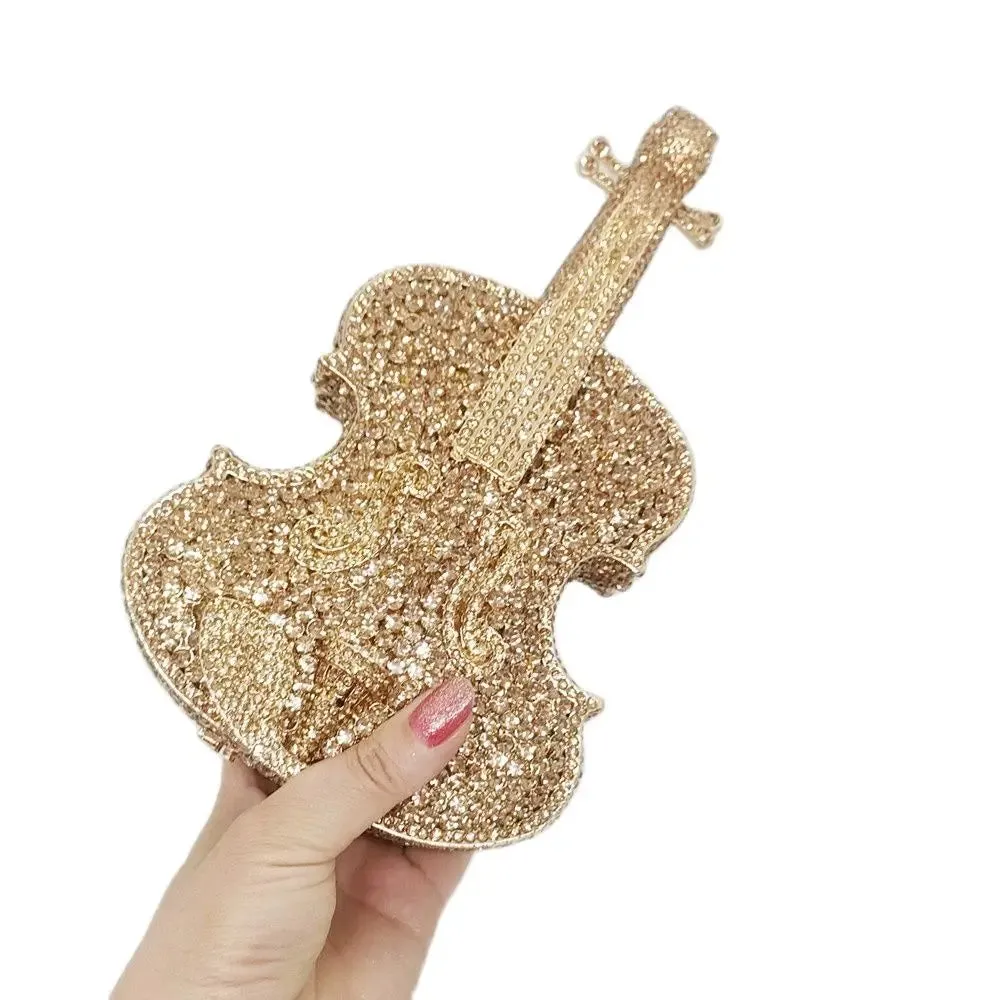 Violin Shape Jeweled Evening Bag