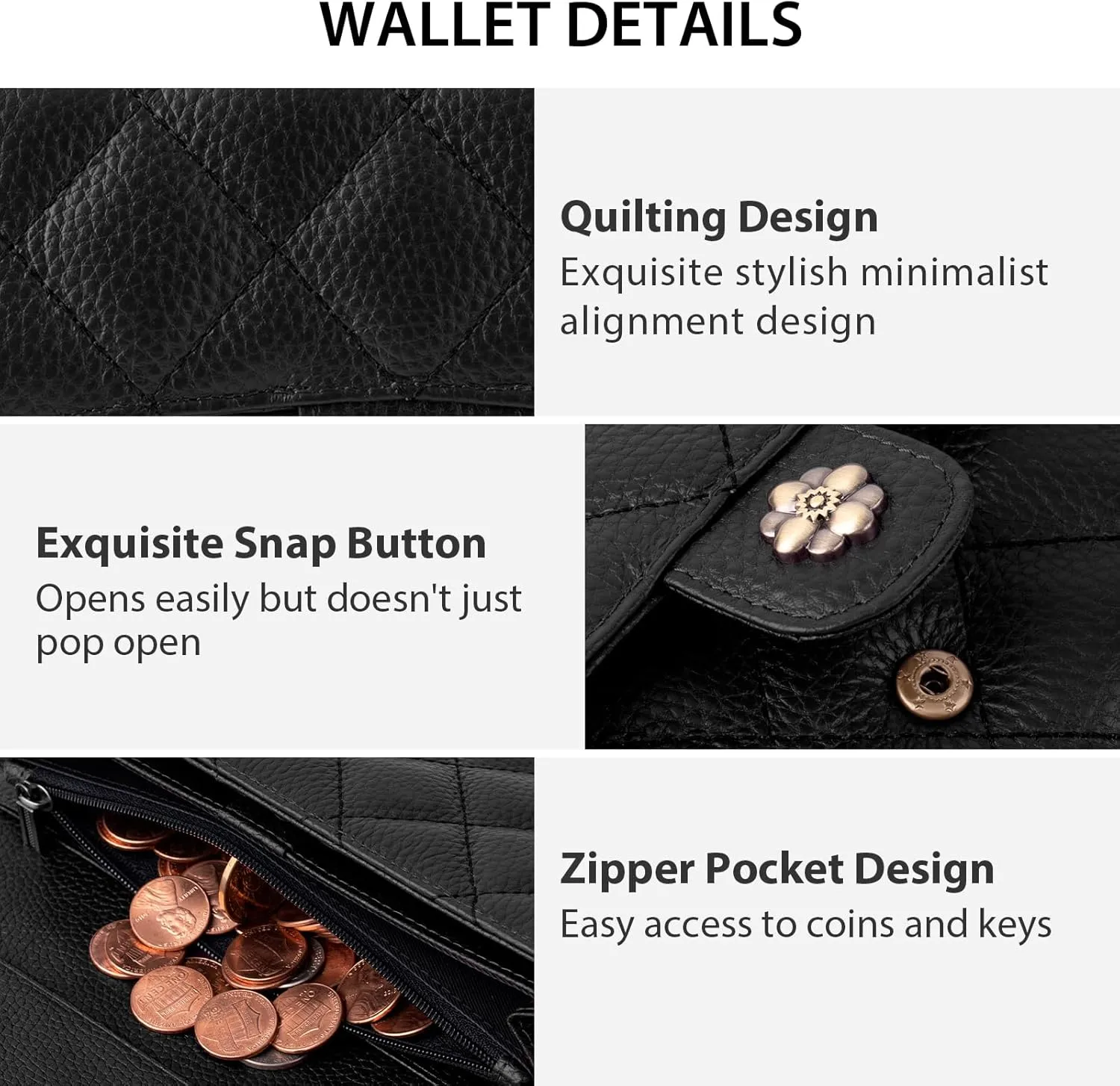 Wallet Women RFID Blocking Leather Large Capacity Credit Card Holder Trifold Ladies Clutch Zipper Long Purse