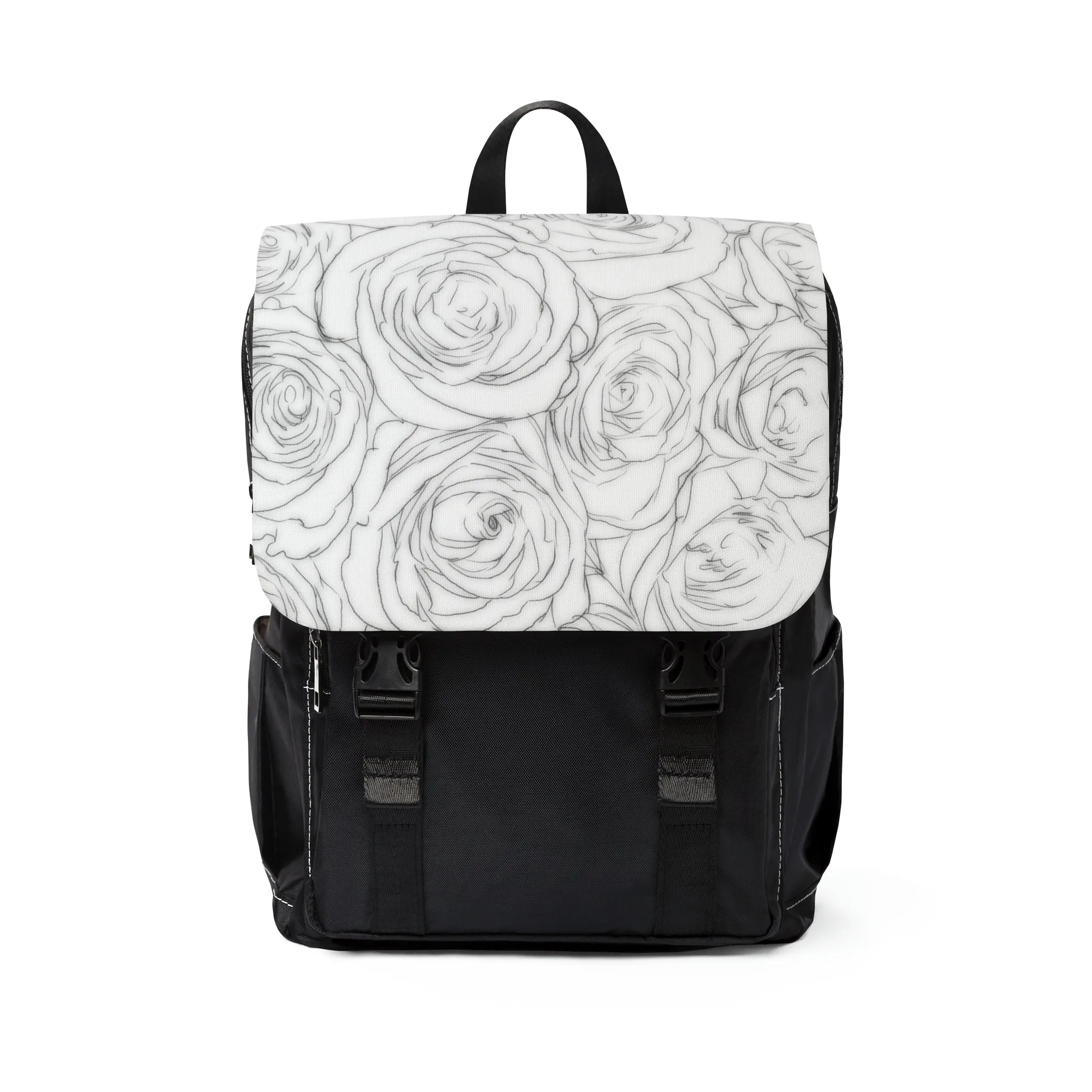 White Rose Unisex Casual Shoulder Backpack Flower Lover Bag