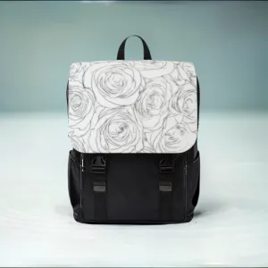 White Rose Unisex Casual Shoulder Backpack Flower Lover Bag