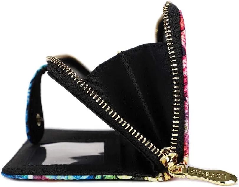 Women Wallet Card RFID For Womens Holder Blocking Credit Small Zipper Purse Pocket Bifold Slim Coin ID Ladies Wristlet Clutch Large Capacity Window Case Travel Zip Women's