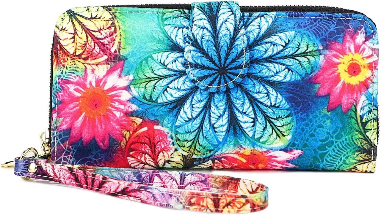 Women Wallet Card RFID For Womens Holder Blocking Credit Small Zipper Purse Pocket Bifold Slim Coin ID Ladies Wristlet Clutch Large Capacity Window Case Travel Zip Women's